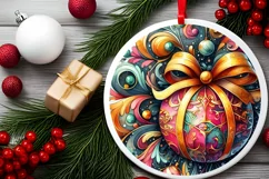 Round Christmas Ornament Sublimation|Clipart Product Image 2