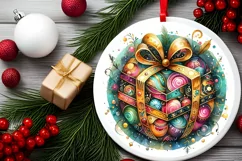 Round Christmas Ornament Sublimation|Clipart Product Image 2