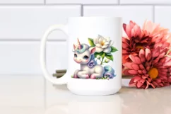 Pastel Baby Unicorn with Gardenia | Sublimation | Clipart Product Image 2