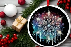 Snow Flake Christmas Round Cute Ornament Sublimation Product Image 1