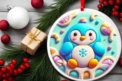 Round Christmas Ornament Sublimation|Clipart Product Image 1