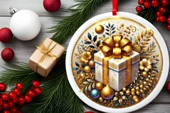 Round Christmas Ornament Sublimation|Clipart Product Image 1