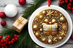 Round Christmas Ornament Sublimation|Clipart Product Image 1