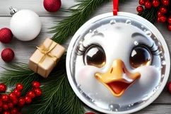 Sparkling Swan Christmas Ornament Sublimation PNG Product Image 2