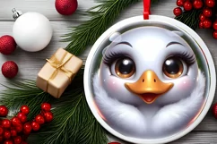 Sparkling Swan Christmas Ornament Sublimation PNG Product Image 2