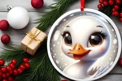 Sparkling Swan Christmas Ornament Sublimation PNG Product Image 2