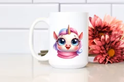 Funny Baby Face Expressive Unicorn, PNG Product Image 2