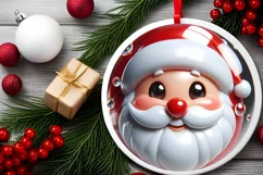 Joyful Santa Claus Christmas Ornament Sublimation PNG Product Image 2