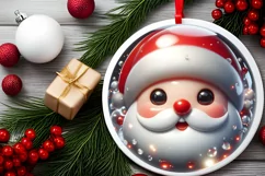 Joyful Santa Claus Christmas Ornament Sublimation PNG Product Image 2