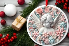 Round Christmas Ornament Sublimation|Clipart Product Image 1