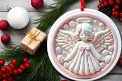 Round Christmas Ornament Sublimation|Clipart Product Image 1