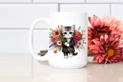 Kitten Flower Bouquet | Sublimation Clipart Product Image 2