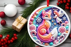 Round Christmas Ornament Sublimation|Clipart Product Image 1