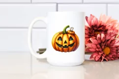 Funny Watercolor Halloween Pumpkin Clipart Product Image 2