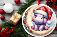 Digital Painting Vintage Baby Hippo on Moon Product Image 2