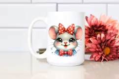 Funny Watercolor Baby Mouse Portrait Clipart Product Image 2