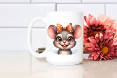 Funny Watercolor Baby Mouse Portrait Clipart Product Image 2