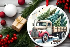 Round Christmas Ornament Sublimation|Clipart Product Image 1