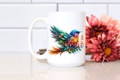 Vibrant Watercolor Bird with Flowers PNG Product Image 2