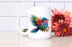 Vibrant Watercolor Bird with Flowers PNG Product Image 2