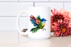 Vibrant Watercolor Bird with Flowers PNG Product Image 2