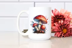 Glossy Mushroom with Watercolor Splash PNG Product Image 2