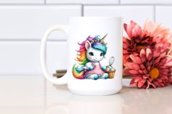 Colorful Baby Unicorn in Baker&#039;s Apron PNG Product Image 2