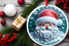 Santa Christmas Round Cute Ornament Sublimation Product Image 1