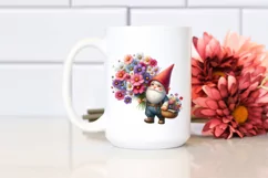 Detailed Gnome Flower Baskets Watercolor Clipart Product Image 2