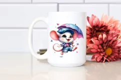 Happy Baby Mouse with Umbrella PNG Product Image 2