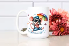 Happy Baby Mouse with Umbrella PNG Product Image 2