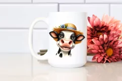 Cow Enthusiastic Cow Portrait with Sun Hat | Sublimation Product Image 2