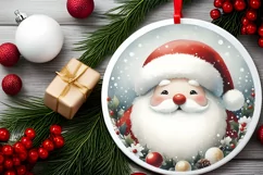 Christmass Santa Watercollor Christmass Round Ornament Product Image 2