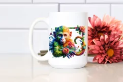 Vibrant Watercolor Monkey with Flowers PNG Product Image 2