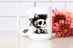 Retro Skull with Hair and Bow PNG Product Image 2