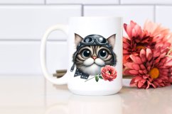 Watercolor Cat Biker Hat Clipart Product Image 2