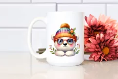 Colorful Polar Bear Baby | Cute Sunglasses Clipart Product Image 2