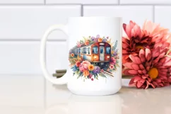 Vintage Subway Train Flowers | Watercolor Splash Product Image 2