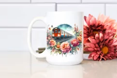 Vintage Subway Train Flowers | Watercolor Splash Product Image 2