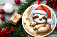 Digital Painting Vintage Baby Sloth on Moon Product Image 2
