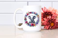 Baby Elephant Floral Frame | Clipart Product Image 2