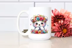 Cartoon Bear with Flower Crown PNG Product Image 2