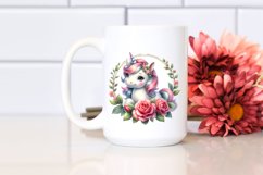 Cute Baby Unicorn Camellia Frame | Clipart Product Image 2