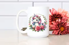 Cute Baby Unicorn Camellia Frame | Clipart Product Image 2