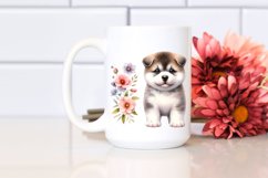 Baby Akita Caricature-like | Watercolor Flowers Product Image 2