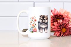 Baby Akita Caricature-like | Watercolor Flowers Product Image 2