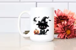 Funny Black Cat Halloween Clipart PNG Product Image 2
