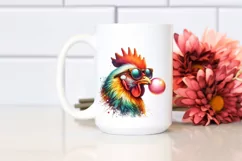 Quirky Chicken Portrait with Sunglasses and Chewing Gum | Product Image 2