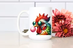 Quirky Chicken Portrait with Sunglasses and Chewing Gum | Product Image 2