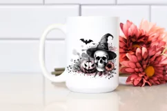 Simple Halloween Skull with Hair, Transparent PNG Product Image 2